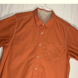 Tommy Bahama Relax Island Modern Fit Orange Short Sleeve Button Up Shirt Men's L